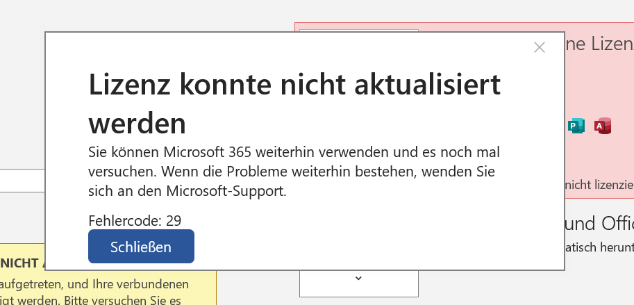 Office Lizenz Fehler 29